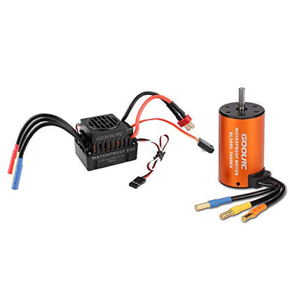 GoolRC Waterproof 3660 3800KV Brushless Motor with 60A ESC Combo Set for 1/10 RC Car Truck Waterproof Motor