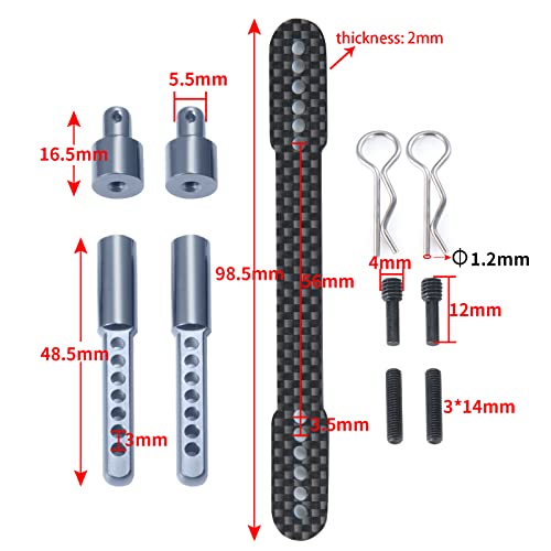 QUE-T Front Rear Body Mount for 1/10 Axial SCX10 II 90046 90047 (Titanium) - color: Titanium