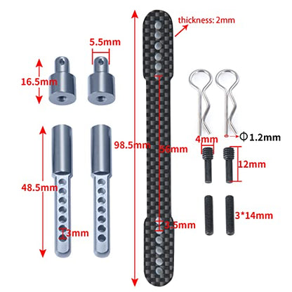 QUE-T Front Rear Body Mount for 1/10 Axial SCX10 II 90046 90047 (Titanium) - color: Titanium