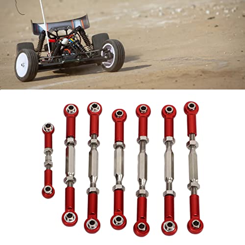 RC Car Push Rod Set, Aluminum Alloy Adjustable Turnbuckle Rod Linkage Upgrade Parts for Slash 1/10 Short Course (Red) - color: Red