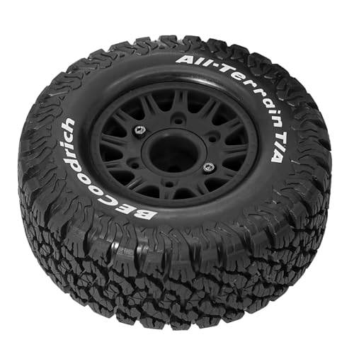 1/10 1/8 RC Short Course Truck Tires OD 113mm and Wheels 12mm 14mm 17mm Hex for 1:8 1:10 Scale Off Road Truck Car Traxxas Slash 2WD 4×4 Axial Losi Redcat Rc4wd Arrma Senton 4PCS (Black) - color: Black