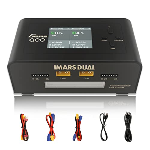 Gens Ace Imars Dual Lipo Charger 15A AC 200W DC 600W RC Charger（Black）