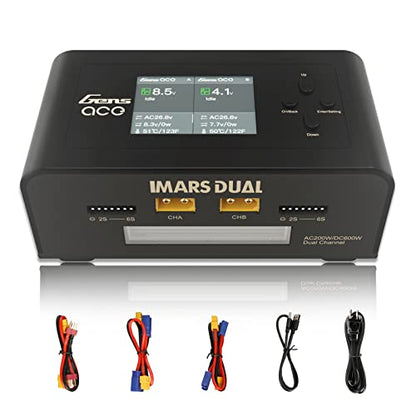 Gens Ace Imars Dual Lipo Charger 15A AC 200W DC 600W RC Charger（Black）
