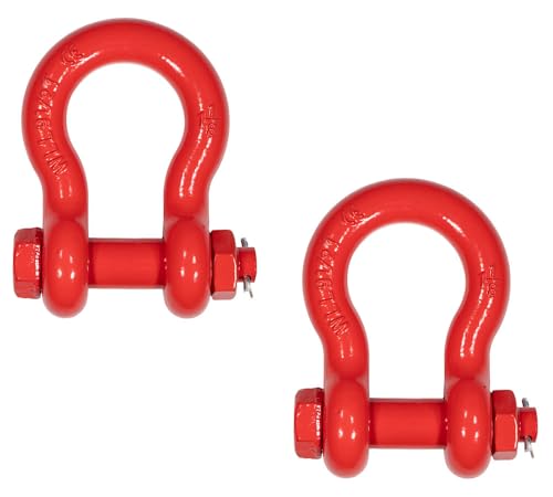 Mytee Products 2 Pack 1-1/8" Anchor Shackle Forged Carbon Steel w/Safety Screw Pin Load Limit 19,000 lbs, Double Rust Protection Heavy Duty D Ring Bolt Type Shackle for Towing, Rigging - color: 2 - Pack, size: 1-1/8" (9.5 Ton WLL), style: Bolt Type Thread