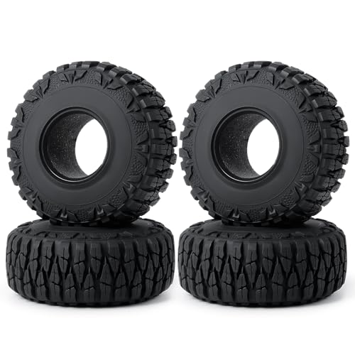 4PCS 1.9inch 112mm RC Rubber Wheel Tires with Foam Insert for 1/10 RC Crawler Car SCX10,TRX4,SCX10-II,Redcat Gen8 Gen7