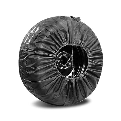 Car Spare Tire Cover, Waterproof Anti-scratch Oxford Cloth Protector with Adjustable Clip, Side Tool Pouch and Wider Handle Foldable Bag with Clear Marking, for 19" - 23" Tire (Black) - color: Black #Large