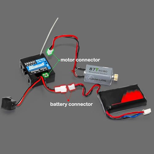 2 in 1 ESC & Receiver 3CH 2.4G RC Transmitter Remote Controller with 050 50T Brushed Motor Transmission Gearbox Combo (Combo 1 & 050 50T Motor Blue)