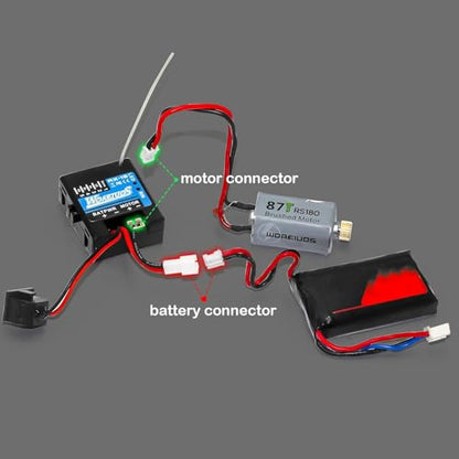 2 in 1 ESC & Receiver 3CH 2.4G RC Transmitter Remote Controller with 050 50T Brushed Motor Transmission Gearbox Combo (Combo 1 & 050 50T Motor Blue)