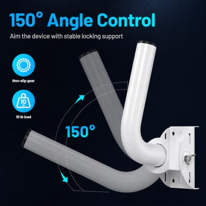 QWORK Universal Wireless Bridge Bracket Mount, 2-Pack 150° Adjustable Antenna J-Pole Mount for Outdoor Access Point, CPE, Client Bridge – Wall & Pole Mounting Kit with Hardware