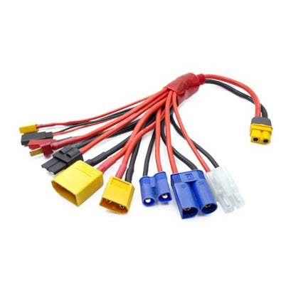RC Lipo Battery Charger Adapter Connector 10 in 1 Splitter Wire Cable XT60H | RC Charger Adapter XT60H Plug Lead Convert Cable for TRX, T-Plug, Tamiya,Futaba, JST, XT90,XT60,XT30,EC3,EC5