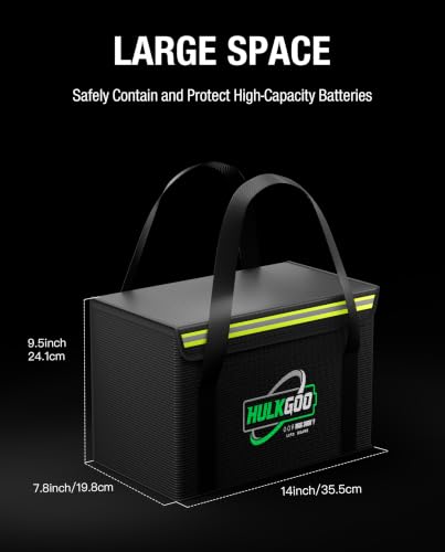 12V 100Ah LiFePO4 Lithium Battery Fireproof Safe Bag, Large Capacity Explosion-proof Lipo Battery Case for Charging & Storage, Waterproof Safe Box Compatible with LiTime(14x7.9x9.4 Inches) - size: 14x7.9x9.4 Inches