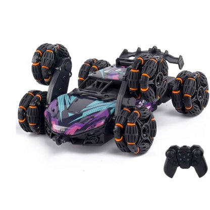 Six-wheel RC Control Racing Car Spray Off Road Truck Function That Can Turn Back & Forth 4-Channel Double Sided Remote Control Expert Drift Twisting Plastic Stunt Car 500m Range for Indoor-Outdoor Use