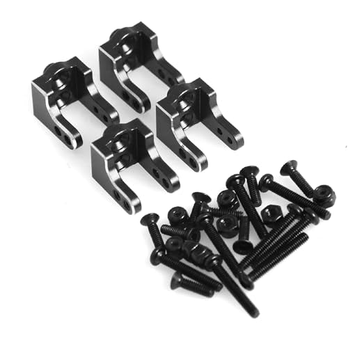 Aluminum Upper Shock Absorber Fixed Mount RC Upgraded Parts for LOSI 1/18 Mini LMT 4X4 Brushed Monster Truck RTR-LOS01026 RC Car, Black - color: Black Upper Shock Fixed Mount