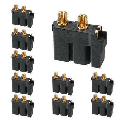 ELFCULB 10pcs Amass XT30U (2+2) Upgrade Female Connectors, Drone FPV Lipo Battery Connectors, Gold Plated for RC UAV Robots (Black) - color: 10pcs XT30U(2+2) Female