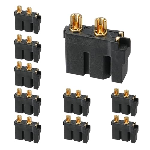 ELFCULB 10pcs Amass XT30U (2+2) Upgrade Female Connectors, Drone FPV Lipo Battery Connectors, Gold Plated for RC UAV Robots (Black) - color: 10pcs XT30U(2+2) Female
