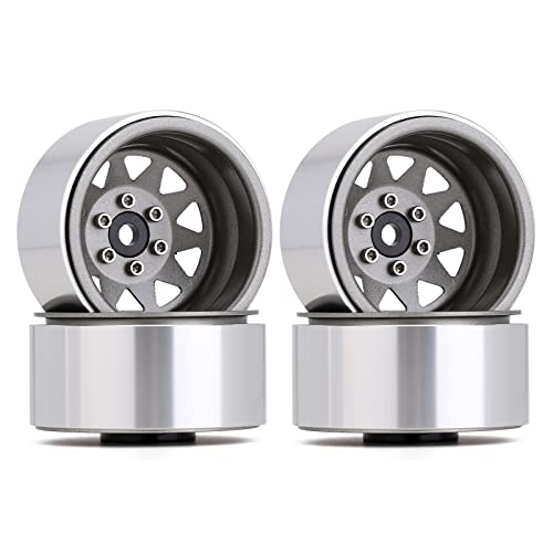 INJORA 1.9 Beadlock Wheel Rim Hub 4pcs Metal Rims for 1/10 RC Crawler Car TRX4 Axial SCX10 90046 VP VS4-10 Redcat Gen 8 7(Grey) - color: Grey