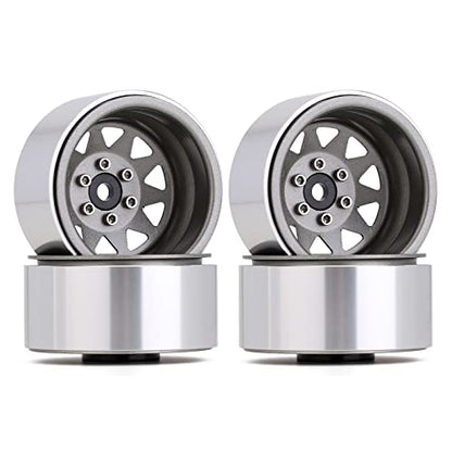 INJORA 1.9 Beadlock Wheel Rim Hub 4pcs Metal Rims for 1/10 RC Crawler Car TRX4 Axial SCX10 90046 VP VS4-10 Redcat Gen 8 7(Grey) - color: Grey