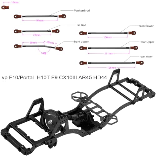 LCG Carbon Fiber Chassis Kit & Front Mounted Transmission Upgrades Part for 1/10 RC Crawlers SCX10 SCX10 II Capra 1.9 UTB and Other DIY Builds,Aluminum Gearbox Carbon Fiber Chassis,Black - color: Black(for 1/10)