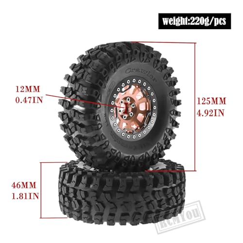 Rc 2.2 Inch Wheel Rims & Tires Wheels for 1/10 SCX10 SCX10 II 90046 SCX10 III AXI03007 TRX4 TRX6 D90 VS4-10 Gen8 MST CFX,RC Crawler Car 4pcs Aluminum RC 2.2 Beadlock Wheel,Brown - color: Brown - Scx10