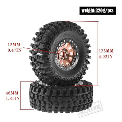 Rc 2.2 Inch Wheel Rims & Tires Wheels for 1/10 SCX10 SCX10 II 90046 SCX10 III AXI03007 TRX4 TRX6 D90 VS4-10 Gen8 MST CFX,RC Crawler Car 4pcs Aluminum RC 2.2 Beadlock Wheel,Brown - color: Brown - Scx10