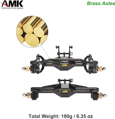 AMK TRX4M Brass Portal Axle Upgrade Kit Complete Set, Front Axles and Rear Axles with 7mm Hex Wheel Hubs and 4mm Adapters for 1/18 RC Crawlers TRX4M Upgrades, Bronc, Defend K10