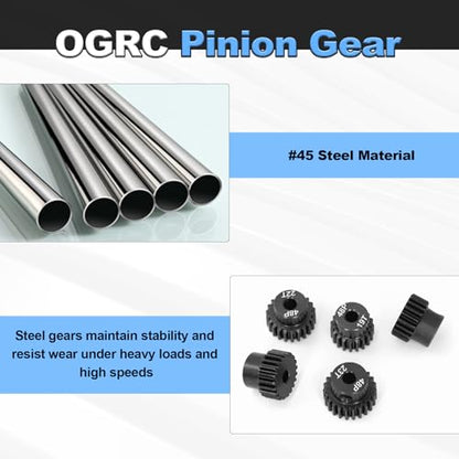 OGRC 48DP 19T 20T 21T 22T 23T Pinion Gear 3.175mm (1/8-Inch) Shaft Pinion Gear for 1/10 RC Brushless Brush Motor Gear - size: 19T 20T 21T 22T 23T