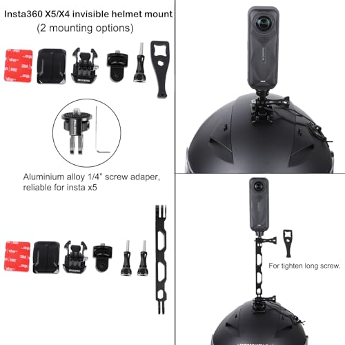 PellKing (12 Pcs) Aluminum Alloy Extension Arm Helmet Mount Kit for for Insta360 One X5/X4/X3,X2,X,Metal Adapter Helmet Sticker Extension Arm Mount with Metal 1/4''Adapter,GoPro Hero 10/9,and More