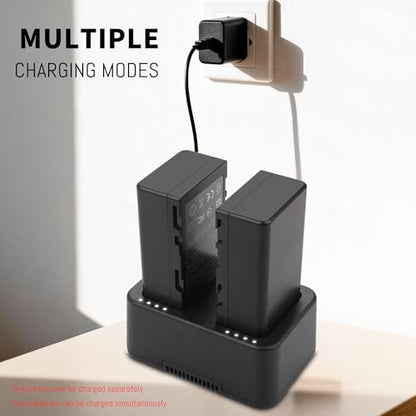 2Pack WB37 RC Battery, Dual USB-C Charger Hub Box Compatible for DJ RC Plus | Remote Monitor Video Transmitter, Video Receiver, CrystalSky, Cendence Remote Controller