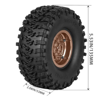 2.2 RC Wheels for 1/10 SCX10 90046 AXI03007 TRX4 TRX6 VS4-10 Gen7 Gen8 MST CFX D90,Aluminium RC Truck Tires Highway Tires 2.2" RC Wheels 2.2 Beadlock Wheel Rim RC Tires (135 * 55MM),Bronze - color: Bronze/4pcs