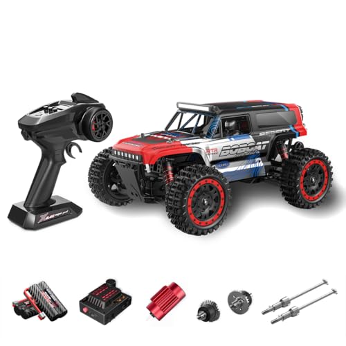 RC Crawlers, S912PRO 1/16 Scale 2.4G 4WD Brushed Full-Proportional High, Speed RC Drift Car, Gift for Him, Two Batteries Included (Red) - color: Red