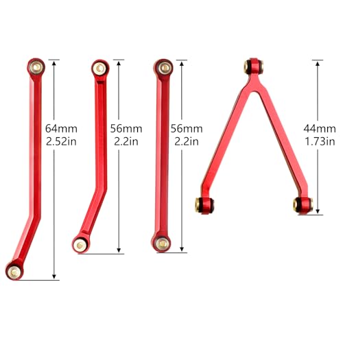 High Clearance Chassis Links Set for SCX24 Bronco JLU C10 AXI00001 AXI00002 Axial 1/24 RC Crawler Car (Red) - color: Red