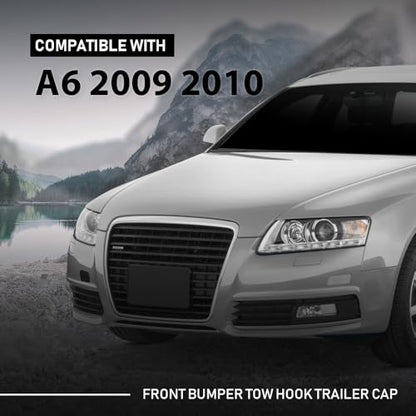 LQI Front Bumper Tow Hook Eye Cover Cap Black 4F0807441F | Compatible with Audi A6 3.0L V6/4.2L V8 A/T Quattro Avant Wagon Base 2009-2010 - size: Front | Fit Audi A6 2009-2010
