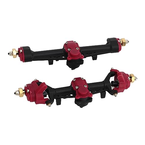 RC Car Front Rear Portal Axle Kit High Performance Plastic Housing Upgraded Heightened Axle Assembly Set for 1/24 Axial SCX24 Crawler Truck (Black Red) - color: Black Red