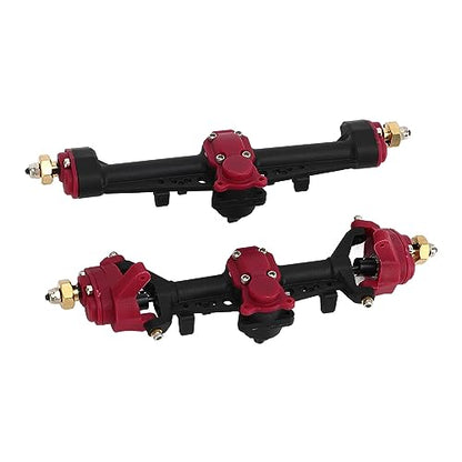RC Car Front Rear Portal Axle Kit High Performance Plastic Housing Upgraded Heightened Axle Assembly Set for 1/24 Axial SCX24 Crawler Truck (Black Red) - color: Black Red