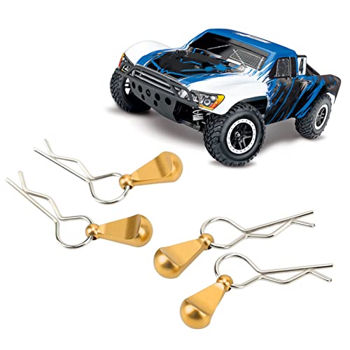 4Pcs RC Car Body Clips with Pull Tabs, Stainless Steel Universal Car Clips for 1 8 1 10 Remote Control Car Upgrade Parts (Gold) - color: Gold