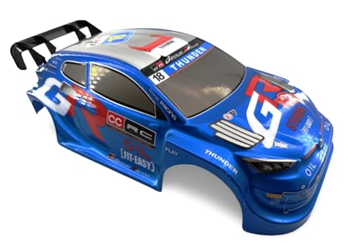 1/10 Scale RC Drift Racing Touring On Road Car Painted Body Shell, Spoiler Included, Pre-Cut, 258mm Wheelbase (Toyota GR Yaris Rally Style - Blue) - color: Toyota Gr Yaris Rally Style - Blue