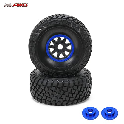 RCAWD RC Wheel Rims and Tires for 1/7 ARRMA Mojave 6S Parts & 1/7 UDR Unlimited Desert Racer 85086-4 Upgrades, Glued Nylon Wheels and Tires #8474X Blue - color: Blue