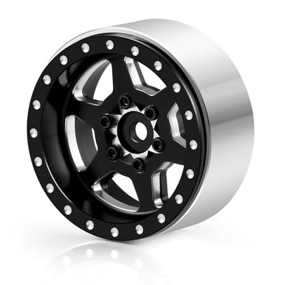 1.3" beadlock wheels RC Aluminium Rims for 1/18th TRX4M 1/24th AXIAL SCX24 RC Crawler Car Upgrade Parts (Black) - color: Black