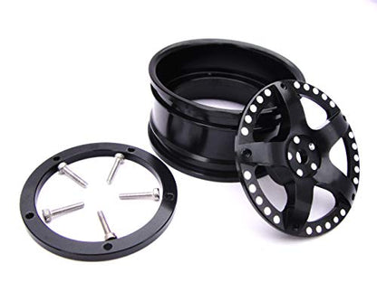 2pcs RC 1/10 Aluminum Alloy Wheel Rims Hex 12mm Adjustable Offset Black Color Fit 1:10 RC On Road Drift Touring Car Tires - color: Black
