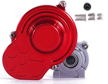 1/10 RC Car Transmission Case Gearbox with Gear Full Alloy Assembled for SCX10 SCX10 II 90047 RC Crawler Car (Titanium) - color: Red