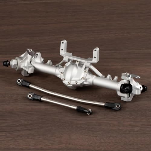 Machined Aluminum Straight Axle Set with SOA Servo Mount Black Silver Anodized for Axial SCX10 II VS4-10 1/10 RC Rock Crawler (Silver Front Axle) - color: Silver Front Axle