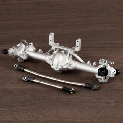 Machined Aluminum Straight Axle Set with SOA Servo Mount Black Silver Anodized for Axial SCX10 II VS4-10 1/10 RC Rock Crawler (Silver Front Axle) - color: Silver Front Axle