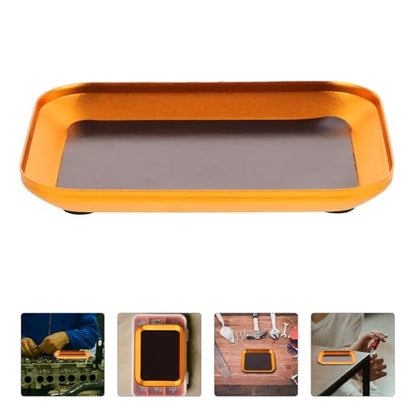 Ipetboom Portable Aluminum Alloy Screw Tray Organizer Tool with Magnetic Pad for Rc Repair and Maintenance, Golden Metal Parts Bowl Reducing the Risk of Losing Screws, for Model Airplane