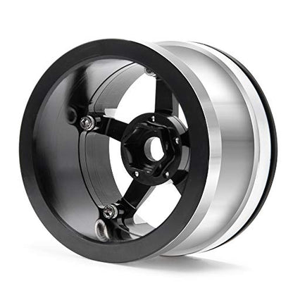 Aluminum Alloy 2.2" Beadlock Wheels/Rims for 1/10th RC Crawler Truck Car Axial Wraith-Pack of 4 (Silver+Black)