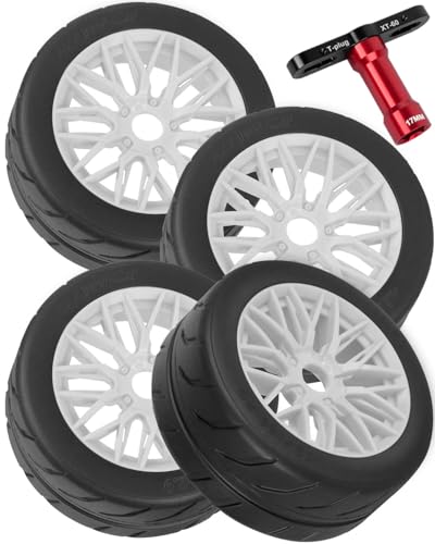 RC Tires Wheels for 1/7 Infraction 6S BLX,1/8 Typhon 6S BLX,Limitless,Rubber Highway Wheels Soft Tires Truck Tire Highway Tires,4PCS White - color: White(4pcs Tires)