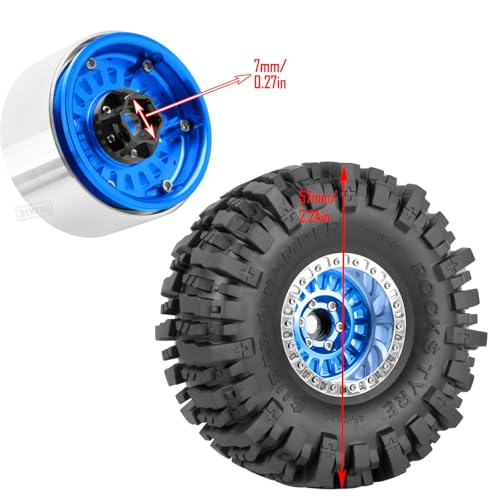 Rc 1.9 Inch Wheel Rims & Tires Wheels for 1/10 RC Crawler Car SCX10 SCX10 II SCX10 III 90046 TRX6 TRX4 D90 VS4-10 Gen8 MST CFX,Aluminum RC 1.9 Beadlock Tires Wheel,Navy Blue - color: Navy Blue (1.9 Tires Wheels)