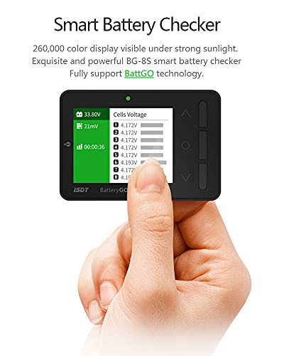 ISDT BG-8S BattGo Battery Meter, LCD Display Digital Battery Capacity Checker Balancer Tester for NiMH,LiPo,Life,Li-ion,Nicd