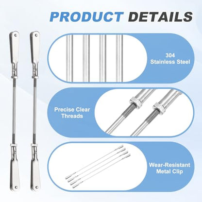 MECCANIXITY 4 Pcs Metal Clip Pushrod Connector Linkage, 304 Stainless Steel M2 Threaded Rod with Metal Clip for RC Plane Fixed Wing Aircraft DIY Models Parts, 102mm/4.02" - size: M2 x 102mm