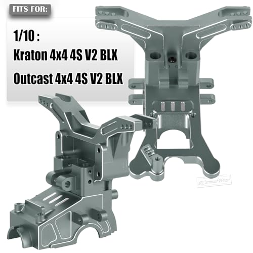 RC Transmission Case Upgrades Part for 1/10 Kraton 4x4 4S V2 BLX,Outcast 4x4 4S V2 BLX,Alloy Aluminium Front Rear Transmission Case Gearbox Case,Titanium - color: Titanium-front&rear