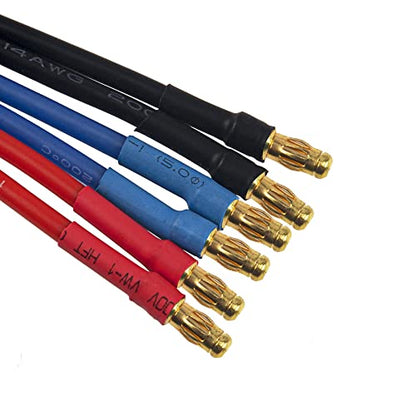 6Pack 7.87" 14AWG 3.5mm Gold Bullet Connector 3.5 Banana Plug Extension Cable Male Female Wire & T-Plug Plug,XT60 XT-60 Plug 3.5mm Gold Banana Plug Bullet Male Female Connector Adapter with 14